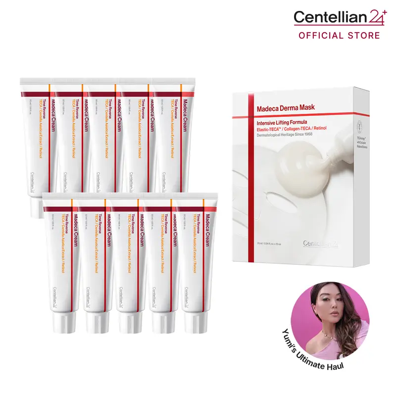 [TikTok Exclusive] [Centellian24] Yumi's Ultimate Haul | 10x Madeca Cream Time Reverse + 10x Intensive Formula Sheet Mask | Daily Hydrating Repair with Cica, Hyaluronic Acid & Radiance Boost | Korean Skincare Recovery Kit Derma
