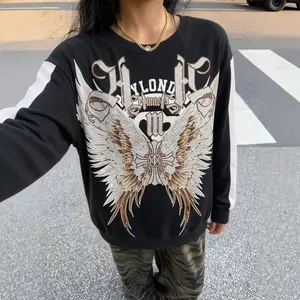 Aesthetic Wings Graphic Crewneck | TCH - B Greenish Camo Style