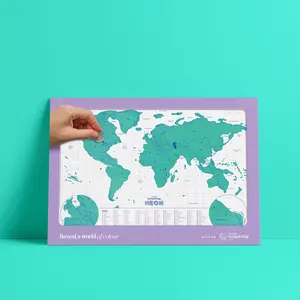 Luckies Scratch Map - Neon Green Scratch Off World Map - World Travel Maps Frame - Countries Visited Maps - Scratchable Foil Poster - US & Australian States