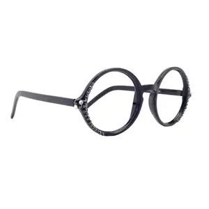Mabel, Bling True Round vintage Reading Glasses Hematite European crystals Circle , Medium, NY Fifth Avenue Clear