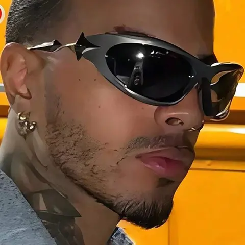 Unisex Street Style Star Design Wrap Around Sun Protective Sunglasses, Trendy Casual Sun Protection Sunglasses for Everyday Use, Fashionable Sunglasses, Fashion Accessories for Outdoor Activities, Modern Trendy Star Shaped Sunglasses