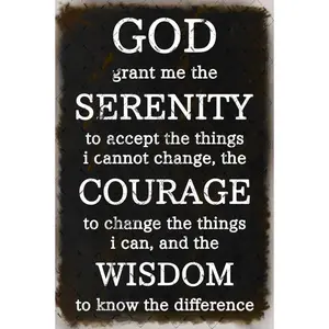 Serenity Prayer Metal Tin Sign Bible Verse Wall Decor Religious Inspirational Quotes Posters Christian Wall Art Gifts 12x8 Inches