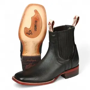 Botines de Piel Original Punta Cuadrada Color Negro - El Canelo