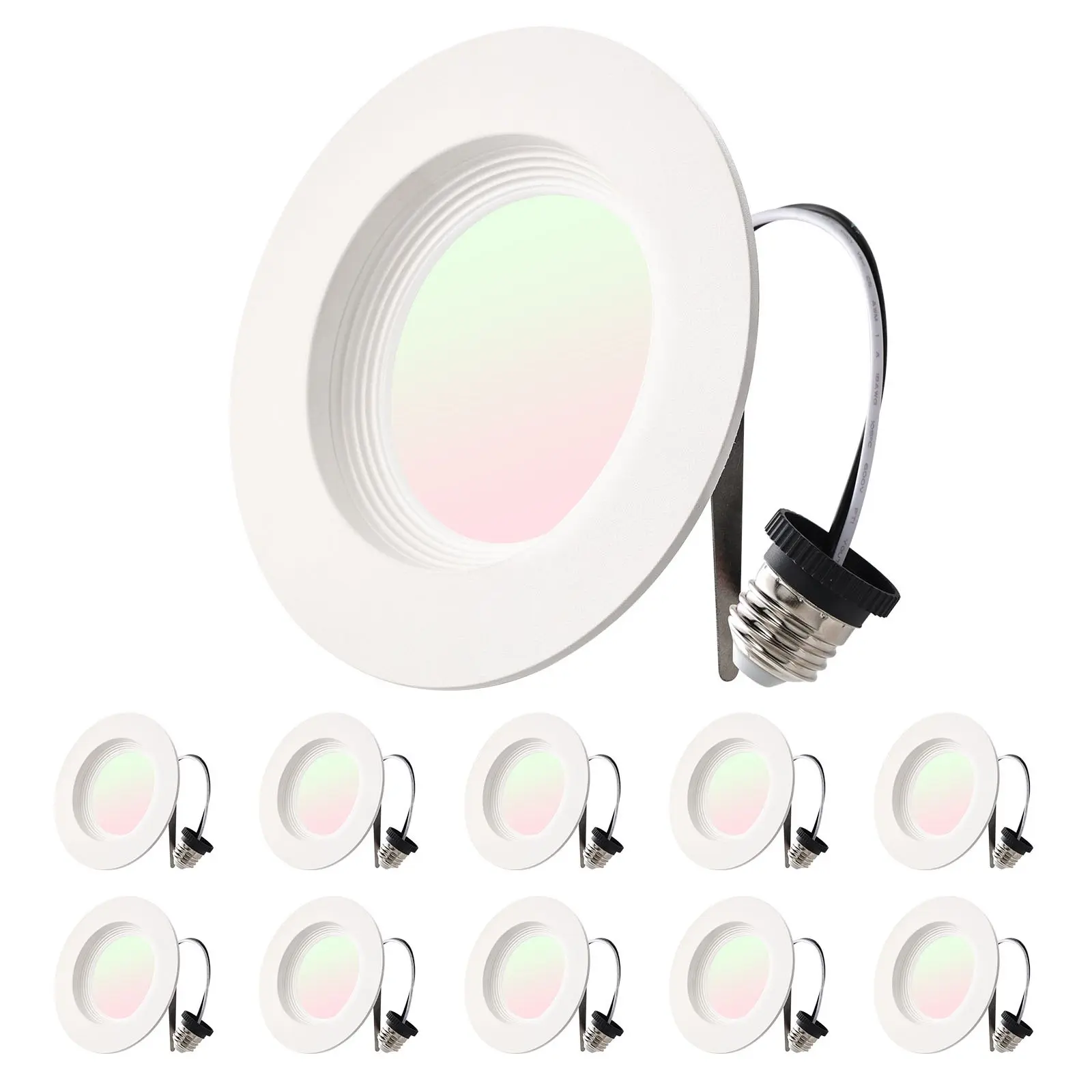 VEVOR 10 Pack LED Recessed Lighting, 4 Inches, Retrofit Can Lights, 750 LM 9W 120V, Selectable 5CCT 2700K/3000K/3500K/4000K/5000K, 10 to 100 Dimmable, Compatible with E26 Base and TP24 Connector