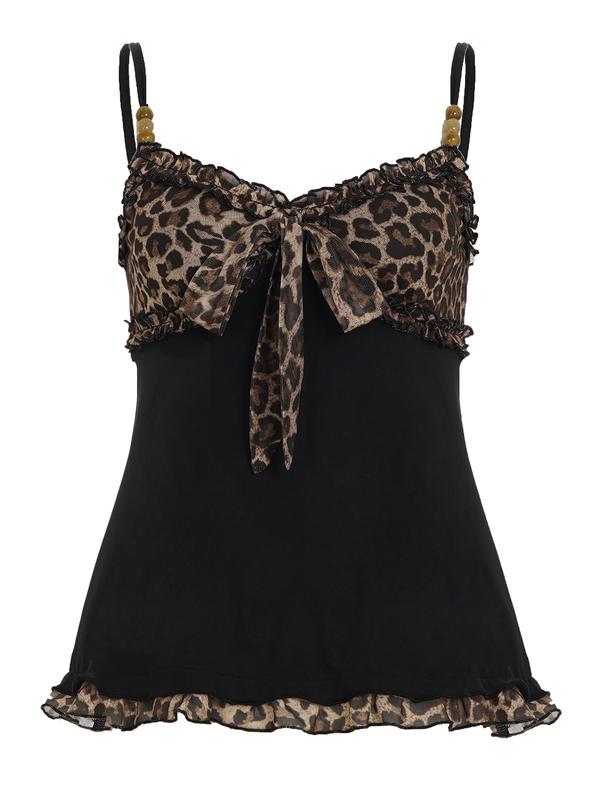 Y2K Style Leopard Print Halter Top, Sexy Casual Chic Sleeveless Loose Fit Backless Vest, Casual Summer Fashion for Women Y2K Style Leopard Print Halter Top, Sexy Casual Chic Sleeveless Loose Fit Backless Vest, Casual Summer Fashion for Women