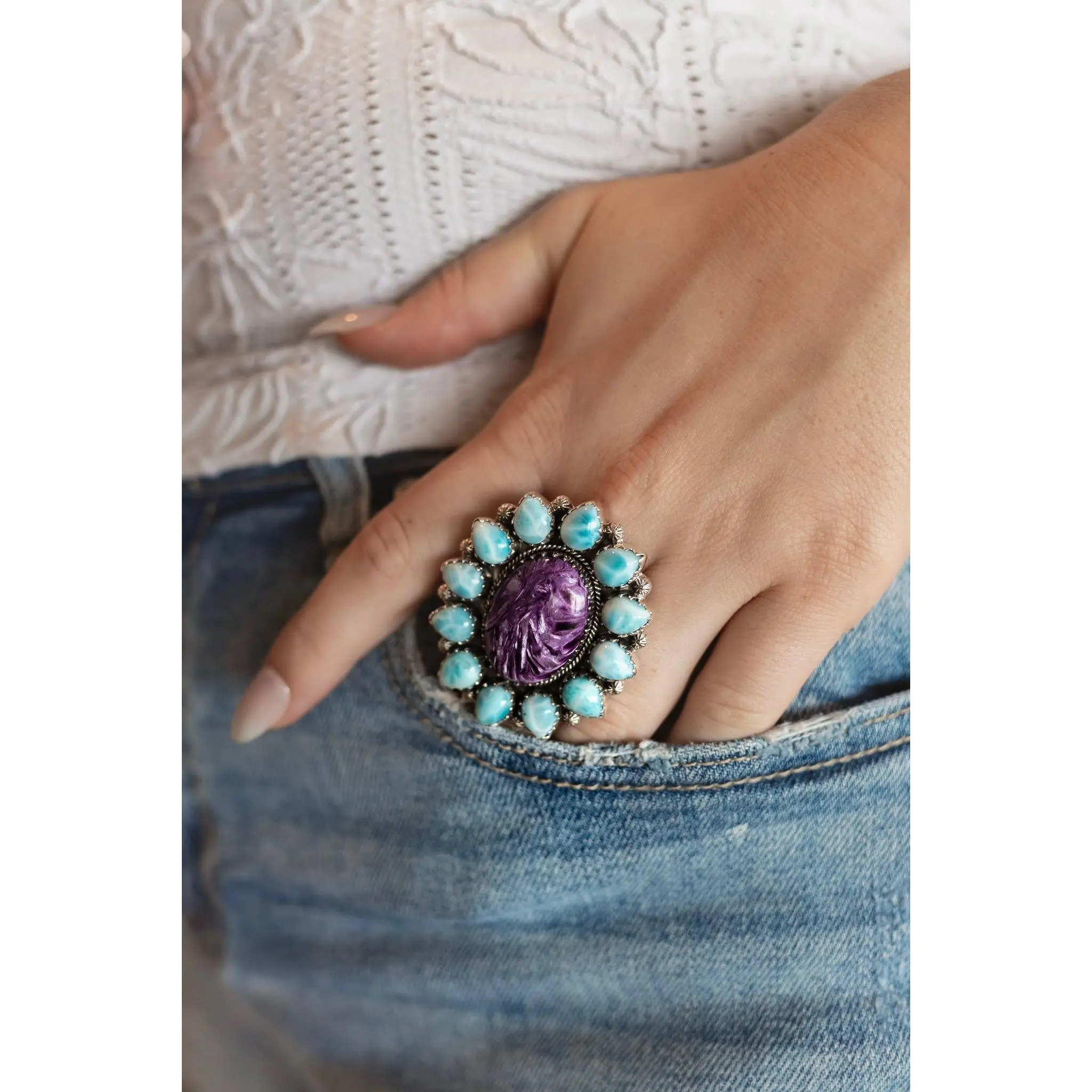 Royal Sky Cameo Statement Ring S.No 10