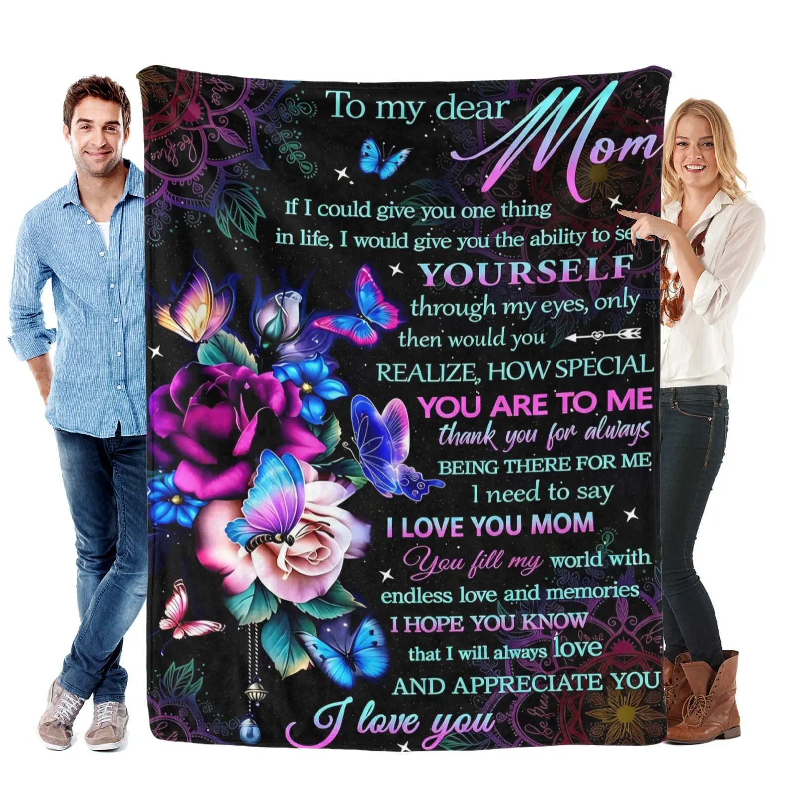 Cozy Flannel Plush Throw Blanket - 60"x50" Double-Sided Fluffy Fabric, Warm Indoor-Outdoor Large Marshmallow Blanket, Thoughtful Warm Hug Throw Gift for Moms (Women’s Birthday, Anniversary, Mother’s Day), Flannel Plush Throws, Fluffy Throws