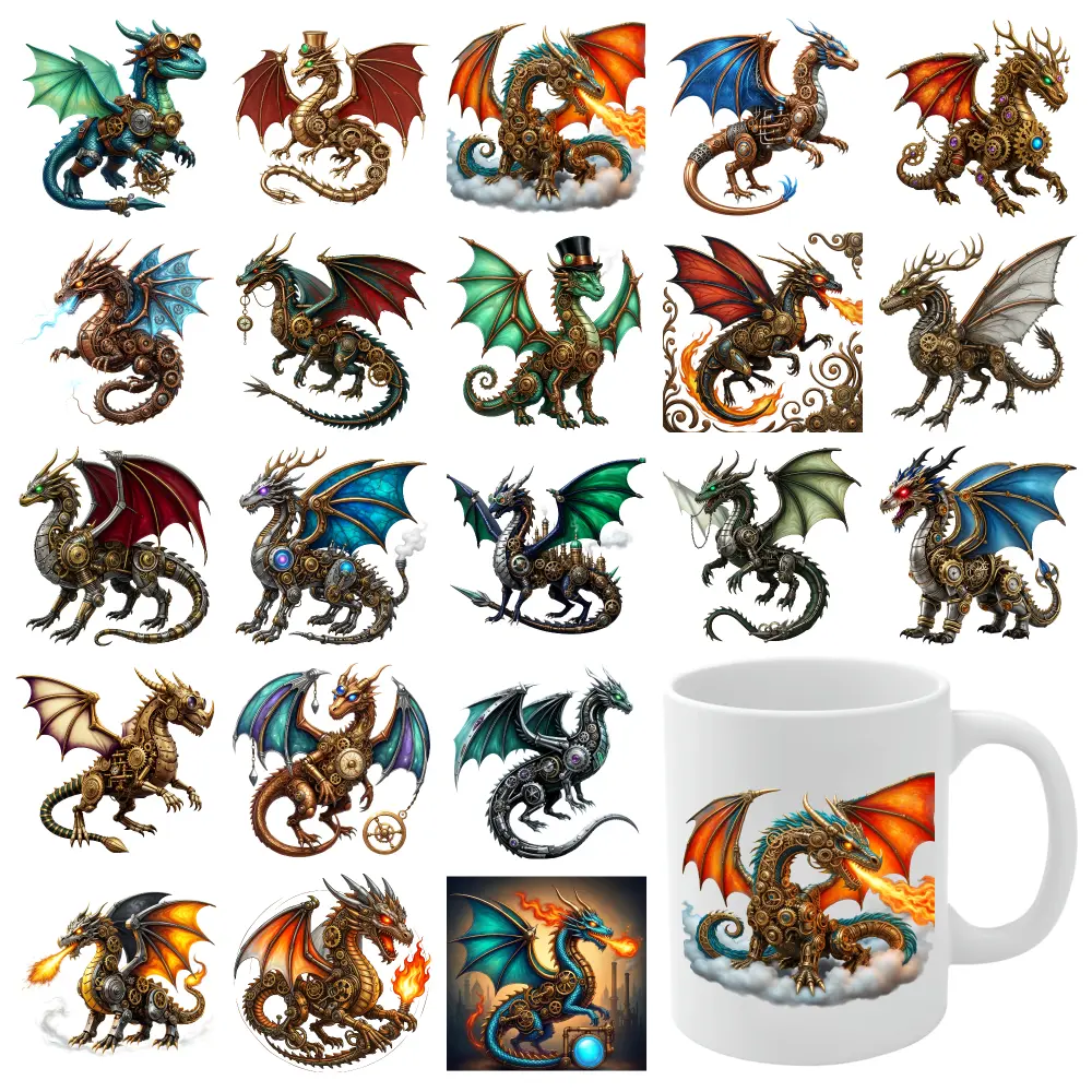 21 Pcs Dragon Art UV DTF Stickers Transfer Sticker Decal Plastic Self-Adhesive Labels Waterproof Rub on Transfers UV DTF Transfer Stickers for Glass Cups Glass DTF Transfer Stickers
