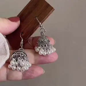 Sweet Cool Silver Series Minimalist Style Earrings Small Lighthouse High-end Small Imitation Pearl Earrings Hot-selling Accessories Girly Style -5508