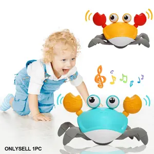 Crawling Crab Toy, Fun Interactive Dancing Walking Moving Toy Sensory Induction Crabs with Music, Crab Toys Infant Boys Girls Kids Birthday Gifts, Crawling Musical Crab