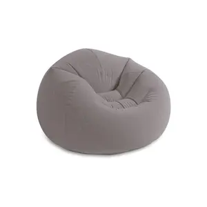 Intex Beanless Bag Chair Inflatable Lounge Chair, Soft Flocked Surface, Gray, 220 lb Capacity