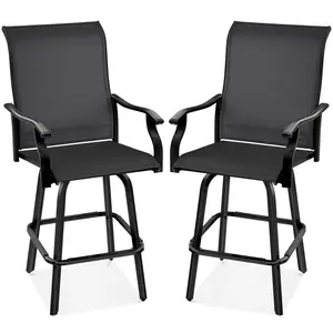 Best Choice Products Set of 2 Outdoor Swivel Bar Stools, Patio Barstool Chairs w/ 360 Rotation, All-Weather Mesh