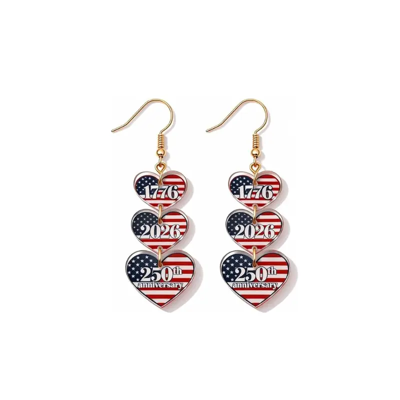 250 Anniversary USA Merchandise 4th of July Outfits Shirt Patriotic Earrings USA 250th Anniversary Merchandise 1776 2026 4th of July Dresses Jewelry Accessories Gift Red White Blue USa Earrings