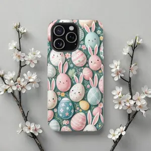 Easter Bunny Premium Tough Cases -  Pastel Egg & Floral Spring iPhone Cover For iPhone 17, 15, 14, 13