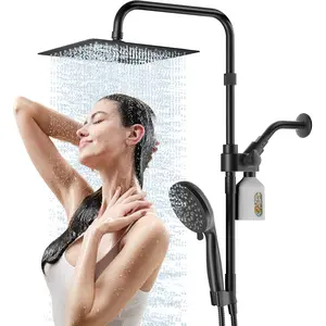 10'' Dual Filtered Rainfall Shower Head Combo with 16'' Adjustable Extension Arm, 8 Stage Filter, 6-spray Modes, High Pressure Handheld, 71'' Hose
