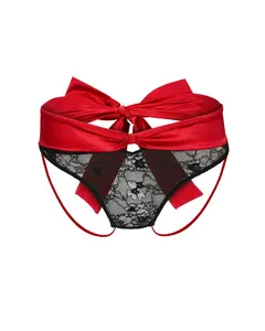 Women's Dark Red Crotchless Lingerie Panty