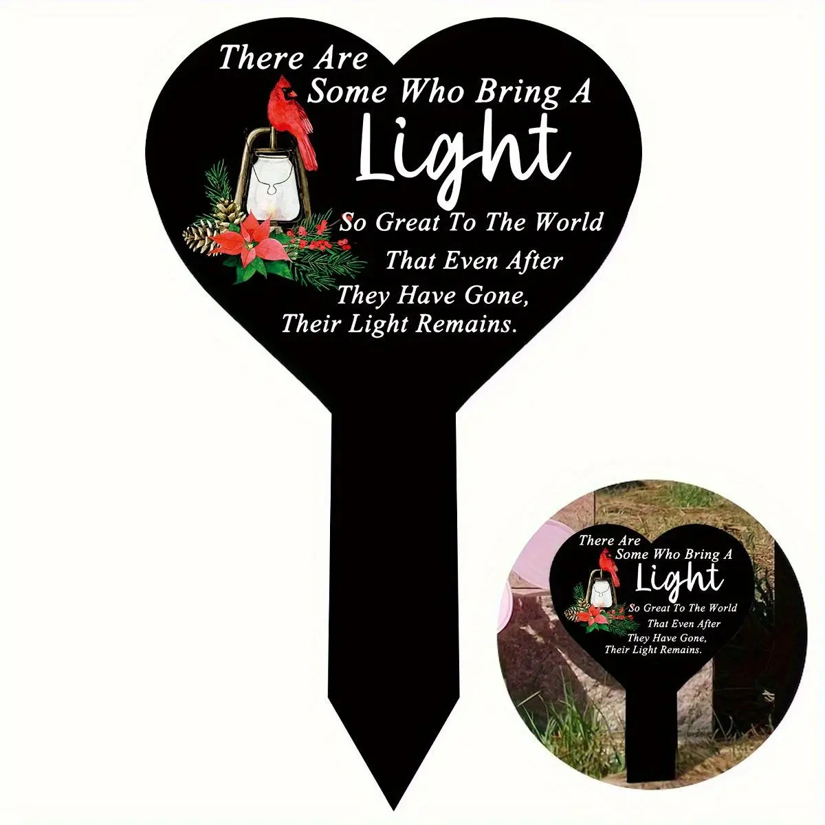 Acrylic Memorial Plaque, 1 Count Heart Shaped Grave Marker, Outdoor Yard & Garden Decor, Remembrance of Beloved's Enduring Light
