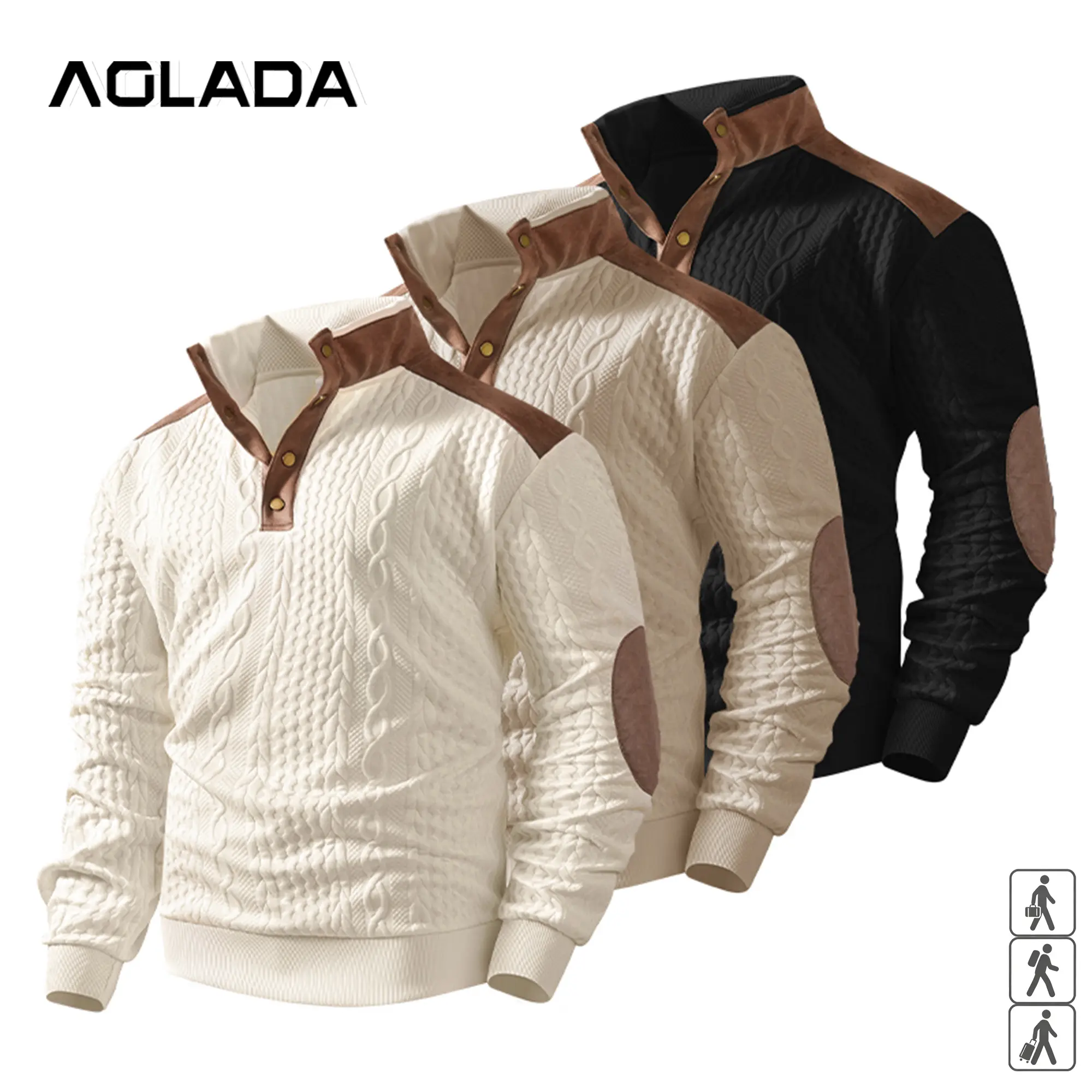 Men's Textured Cable Knit Half-Zip Pullover - Stretch Casual Sweater with Leather Trim Collar & Elbow Patches, No-Logo, S-3XL, Fast US Shipping #CableKnitSweater #MensStyle #TikTokMadeMeBuyIt Fabric Knitwear