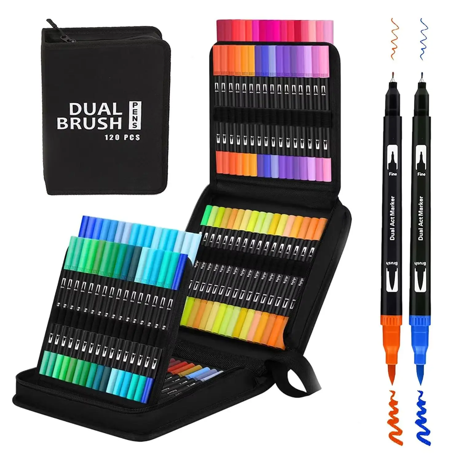 Colorful Dual Tip Markers Set for Adults Coloring Books, Fine & Broad Tips, Ideal for Bullet Journaling, Drawing, CD Bags, Perfect Gift, Art Markers S
