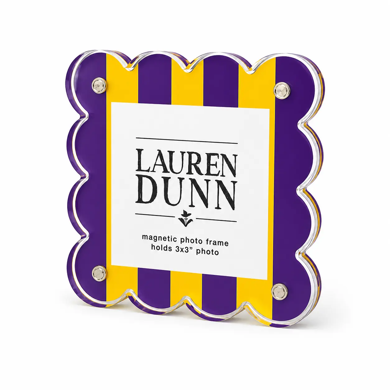 Purple and Gold Striped Gameday Scalloped Acrylic Frame