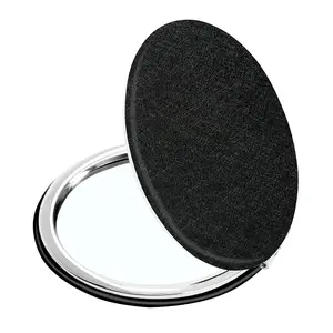 Compact Vanity Makeup Mirror for Men Women Girls, Black Elegant Round Travel Cosmetic Mirrors for Pocket Purse Wallet Handbag, Portable Small 1X/2X Magnifying Handheld Beauty Mirror
