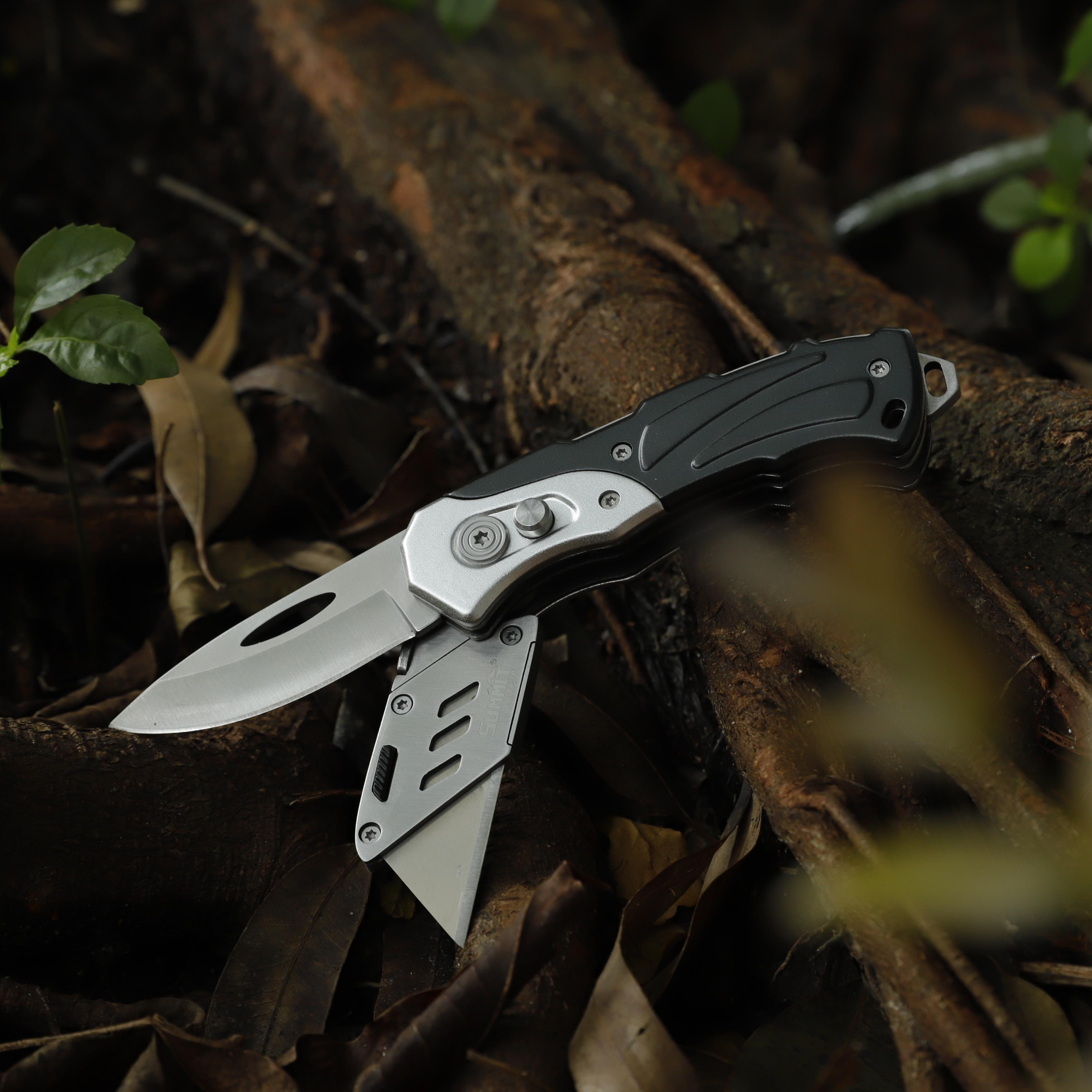 EDC Utility Knife - Dual Blade Folding Design, Box Cutter, Belt Clip, Stainless Steel, Durable & Compact for Everyday Ta