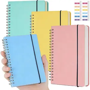 4 Pack Small Spiral Notebooks 3.5 x 5.5 in College Ruled, Mini Spiral Notebook,  80 Sheets/160 Pages, Pocket Notebook with 120 count Sticky Index Tabs for  Office College School