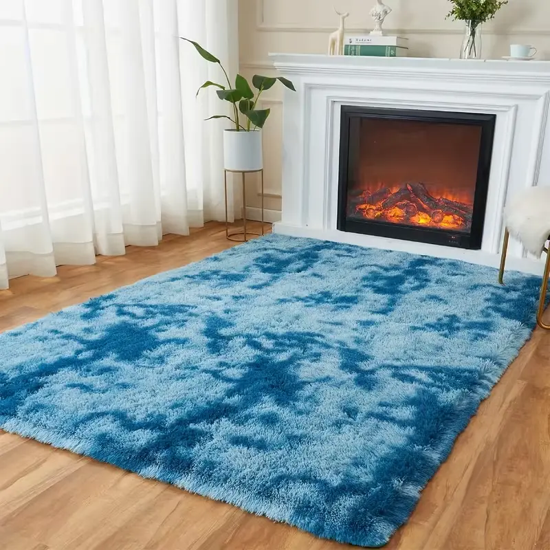 JAKOLIVE Peacock Blue Tie-Dye Area Rug - Playful, Cool-Toned, Marshmallow Extra Soft Fluffy Plush Rug for Living Room/Bedroom, Home Decoration, Summer Air Conditioning Use, Ideal Mother's Day Gift, Playful Area Rugs, Cool-Toned Area Rugs