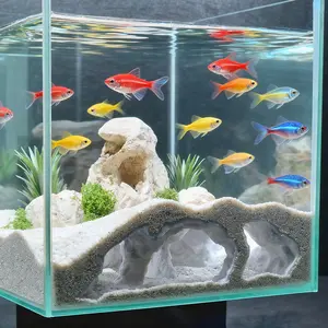Fish Tank Decor, Dual Hole Aquarium Cave, Hidden Gravel Decoration, 3D Aquarium Tunnel for Ornamental Fish Shrimp