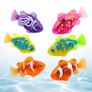 Electronic Pet Fish Bath Toy, 6pcs/set Induction Activated LED Light Up Swimming Fish, Waterproof Interactive Robot Clown Fish Toy with Slow Swaying Movement for Baby Toddlers Bath Time