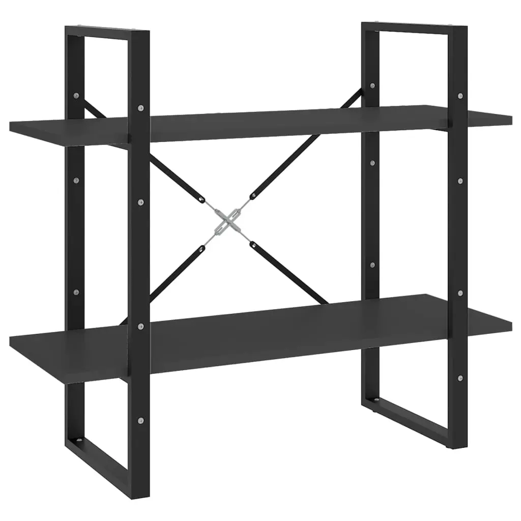 vidaXL Bookshelf, Open Shelf Bookcase 2-Tier Book Cabinet, Wall Bookshelf for Living Room, Decor Shelving Unit, Modern Style, Gray Engineered Wood 806449