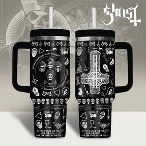 Retro Ghost Band Music 40oz Tumbler With Handle – Rock Fans Insulated Cup