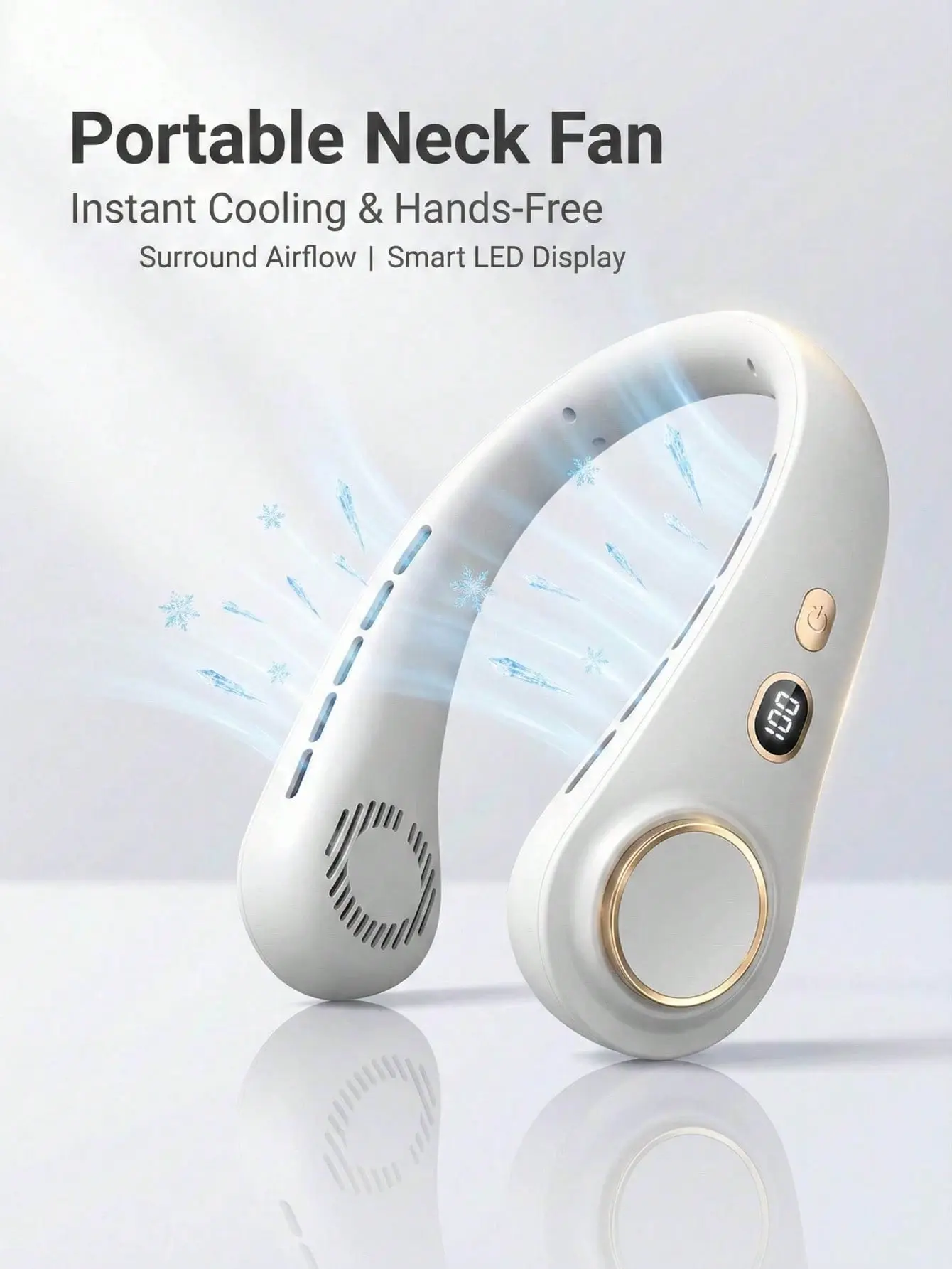 Portable neck fan, hanging neck fan, portable USB fan, outdoor fan, mini fan, wearable personal fan, 5-speed adjustable USB neck fan—summer essential for home, office, outdoors, beach, and travel