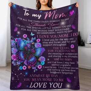 To My Mom Blanket, Mother's Day Gift for Mom, Warm Cozy Throw from Daughter Son, Butterfly Quote Blanket, Ideal Birthday Gift for Papa & Mama from Kids