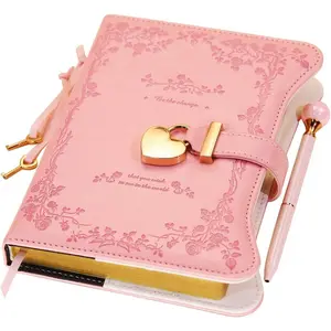Diary with Lock and  for Girls  Ideas, 360  Edged Pages Journal for Women, B6 Refillable Notebook for Writing with Pen and Bookmark (Garden Pink)