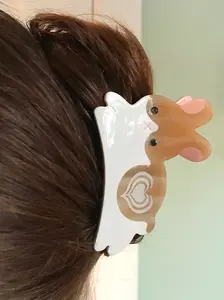 Latte Bunny Rabbit Hair Claw Clip Acetate Acessory