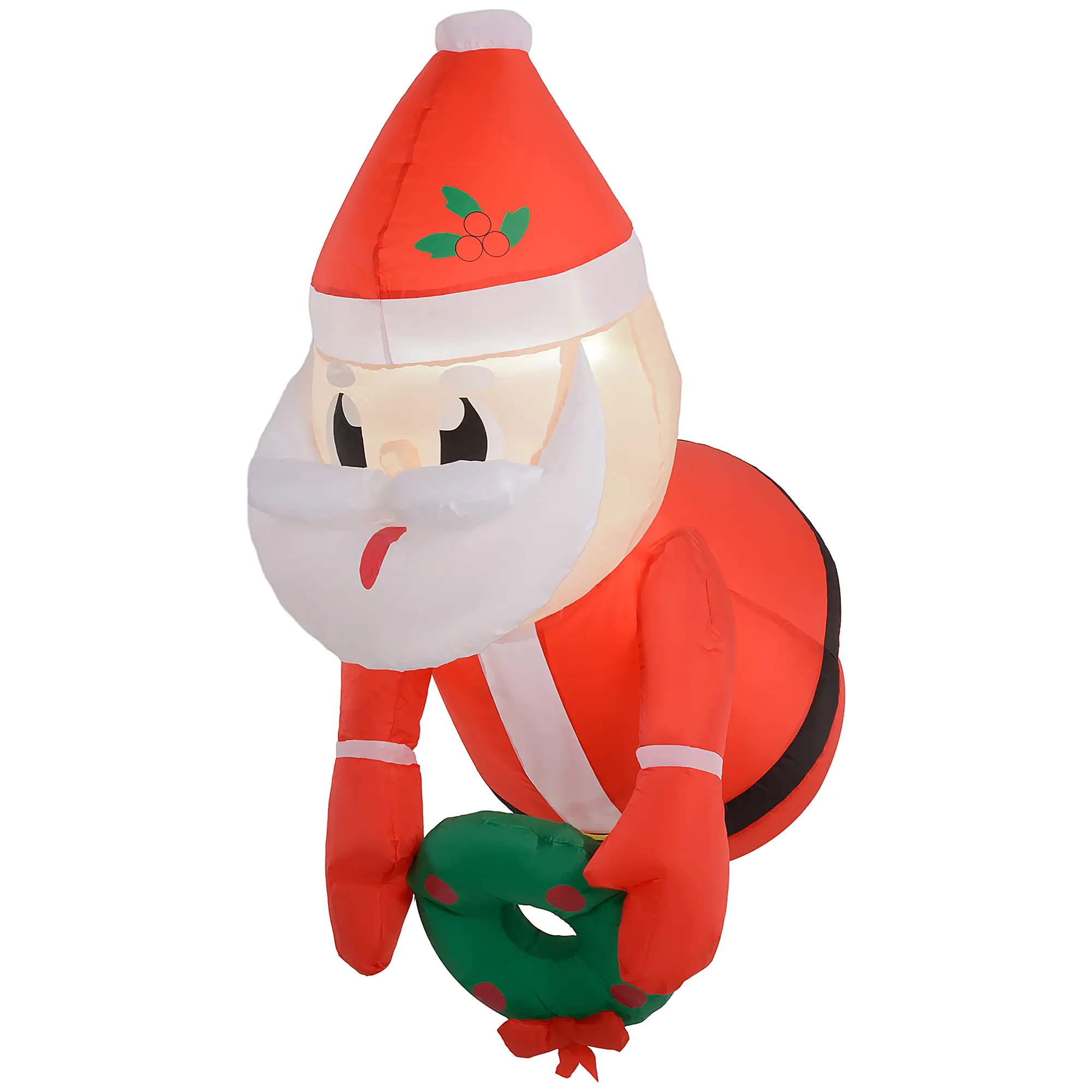 Bright inner white lighted hanging santa inflatable clear festive outline easy long distance viewing boost courtyard residential warm holiday celebrating atmosphere