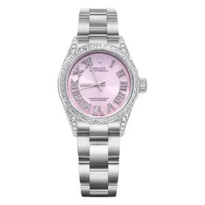 Rolex Oyster Perpetual 31 Ref. 177234 - Custom Pink Dial & Aftermarket Diamond Bezel, Stainless Steel Automatic Women's Watch WHT030191