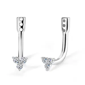 Luxuriant Lab Grown Diamond G-H SI 0.20 ctw Earrings Jacket in Rhodium Over Sterling Silver Christmas Gifts