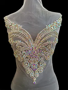 Amy Gold Iridescent Rhinestones Bodice Applique