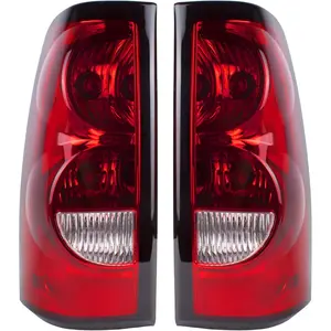 Boine Compatible With 2003 2004 2005 2006 Chevy Silverado 1500 2500 3500 Driver and Passenger Side Tail Light - Bulb and Harness Included