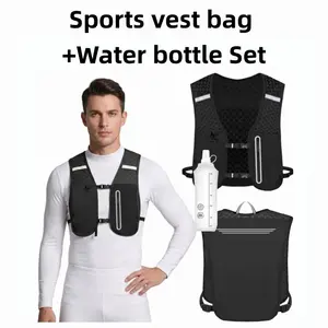 Hydration Vest Pack with 500ml Soft Water Flask, Lightweight Running Vest for Men Women, Breathable Outdoor Sport Backpack with Phone Pocket, Reflective Safety Vest for Hiking Cycling Climbing Trekking