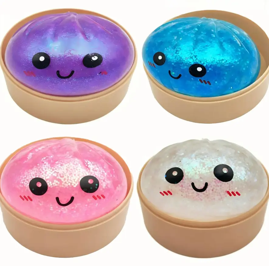 Rui Rui Cute Dumpling Squishy Fidget Toy - Soft TPR Mini Squishies Toys with Steamer Basket, Lovely Facial Patterns, Unisex Stress Relief Decoration, Viral Cuteness Gifts for Kids (Halloween, Christmas)