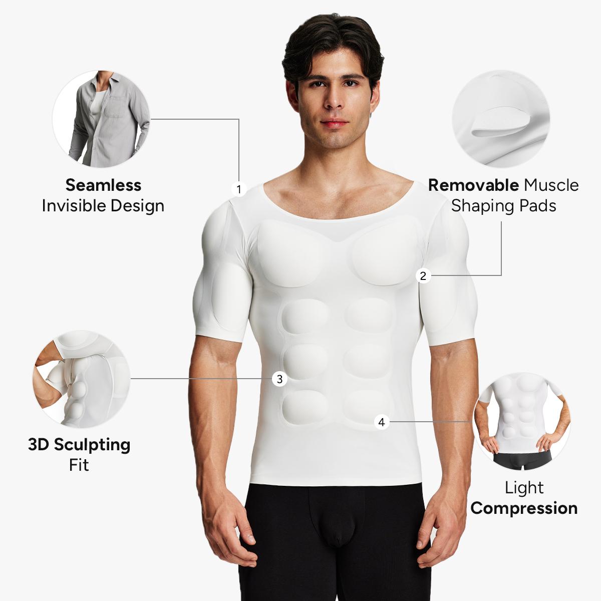 【Nebility】 Men’s Invisible Seamless Muscle-Enhancing T-Shirt with Removable Muscle Pads and Light Compression Function, Suitable for Everyday Wear, Cosplay, and Special Occasions 【Nebility】 Men’s Invisible Seamless Muscle-Enhancing T-Shirt with Removable Muscle Pads and Light Compression Function, Suitable for Everyday Wear, Cosplay, and Special Occasions