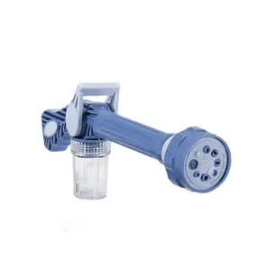Garden Water Jet Sprayer | Spray Nozzle for Water Hose | 8 Spray Patterns | Push Pull Lever to Control Water Volume | Built In Soap Dispenser | Flowers, Pet Washing, Siding, Cars, Boats