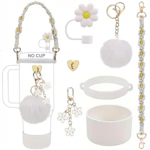 7-Piece Barista Accessory Set, Includes Water Gloves for 40 & 30 Oz Glasses, Silicone Booties, Handle Charms, Perfect for Tumbler Cup and Accessories Lovers, Drink Protectors