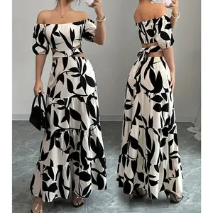 Women's Off Shoulder Strap Hollow Out Vacation Dress Casual Fabric chelley qipao dress summer outfits dress sundress Polyester Womenswear