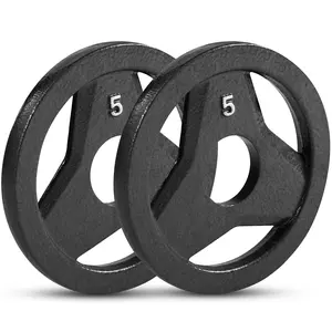 Cast Iron Olympic 2-inch Grip Plate For Barbell  5 Pound Set Of 2 Plates Weightlifting Crossfit - 2" Weight Bodybuilding