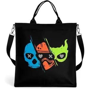 ConQuest Journals Navessa Allen Into Darkness Masks Book Bag, Crossbody Tote Bags, Top Handle, Snap Closure, Pocket, Patterned Lining, Lights Out, Caught Up & Game On, 15'' x 13'', Officially Licensed