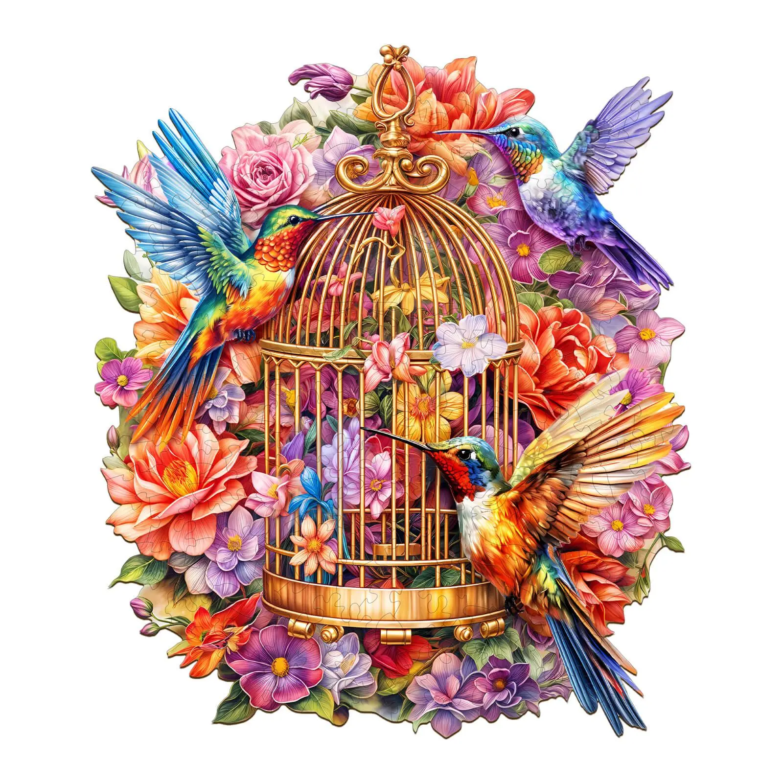 Garden Symphony Wooden Jigsaw Puzzle for Adults and Kids Unique Shape Animal Wood Puzzles Challenging Puzzle, Family Game Creative Gifts，Laser-Cut Durable HDF Wood Puzzle